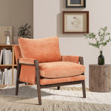 Modern Velvet Accent Chair with Wooden Legs, Comfortable Leisure Armchair for Living Room, Bedroom or Office - ModernLuxe