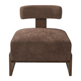 Armless Accent Chair, Single Sofa Chair with C‑Shape Curved Floating Wood Base & Removable Back Cushion for Living Room